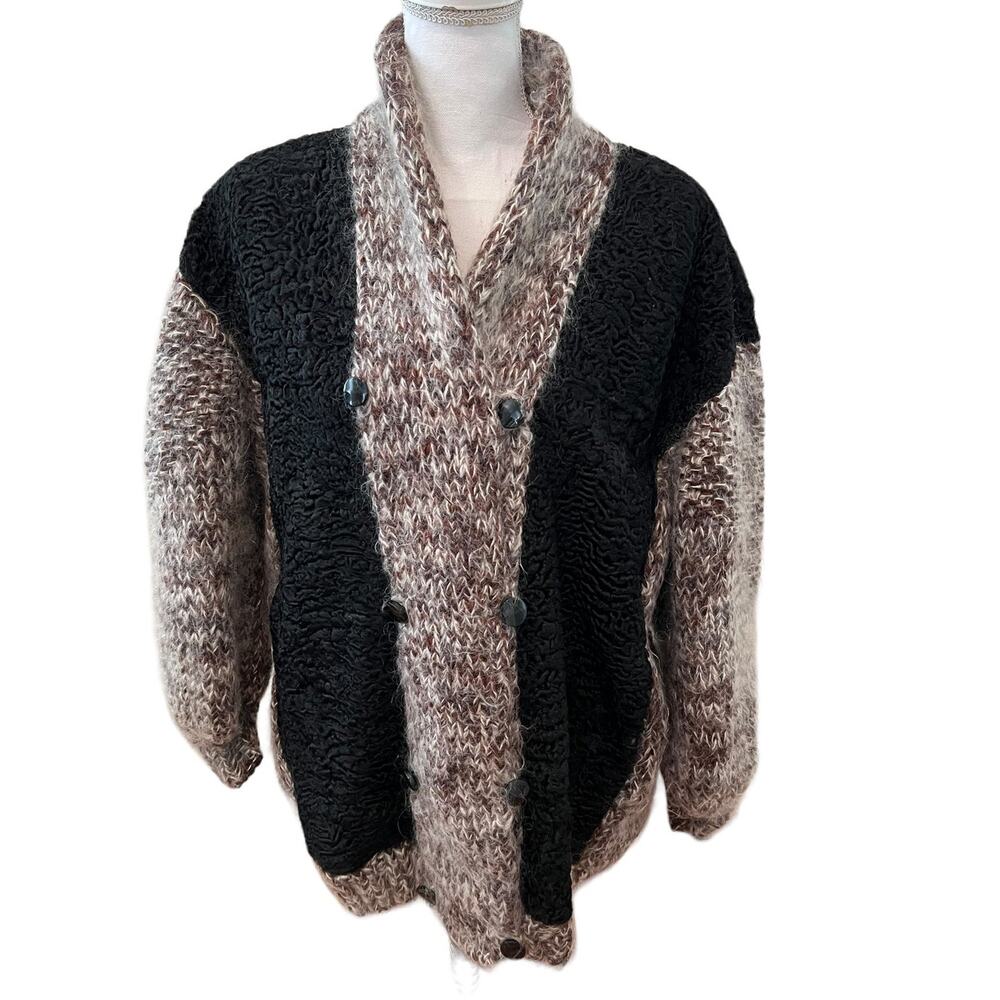 Vintage 80s Persian Lamb Detail Sweater coat